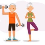 Seniorzy z Klubu Seniora podczas ćwiczeń