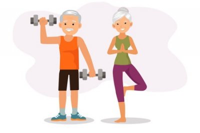 Seniorzy z Klubu Seniora podczas ćwiczeń