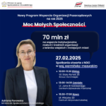 "Moc Małych Społeczności” – Nowy Program Wsparcia dla NGO. Spotkanie Informacyjne z Ministrą Adrianą Porowską - ulotka