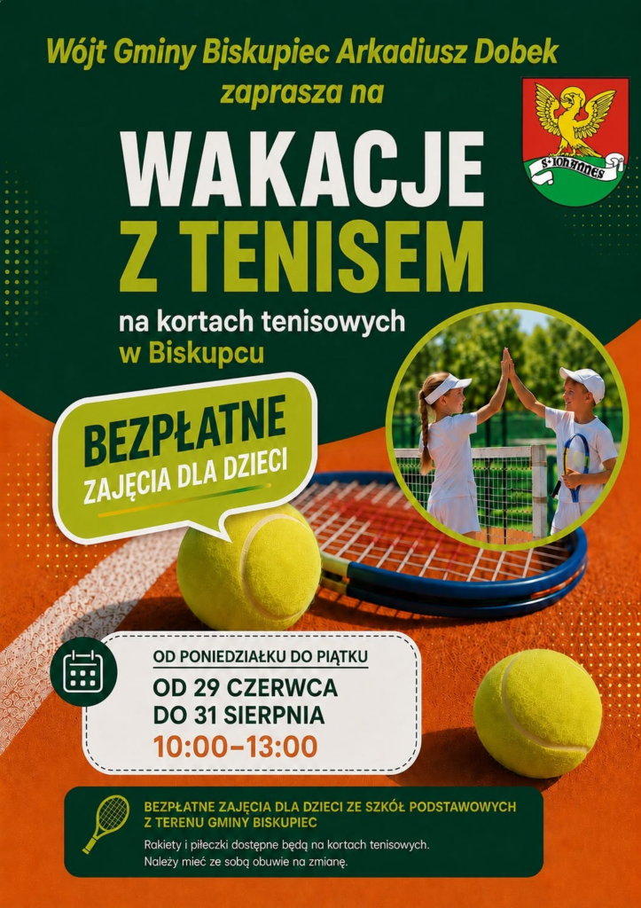 WAKACJE Z TENISEM W BISKUPCU! - plakat